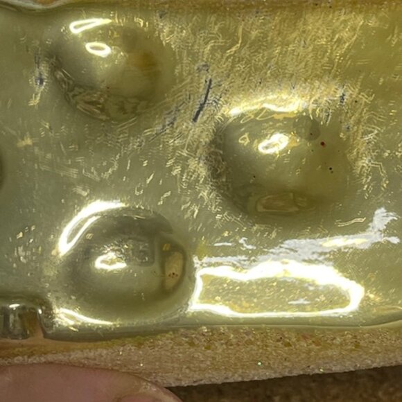 Golden Glittered Swiss Cheese Glass Christmas Tree Ornament 2.75" - Picture 10 of 10